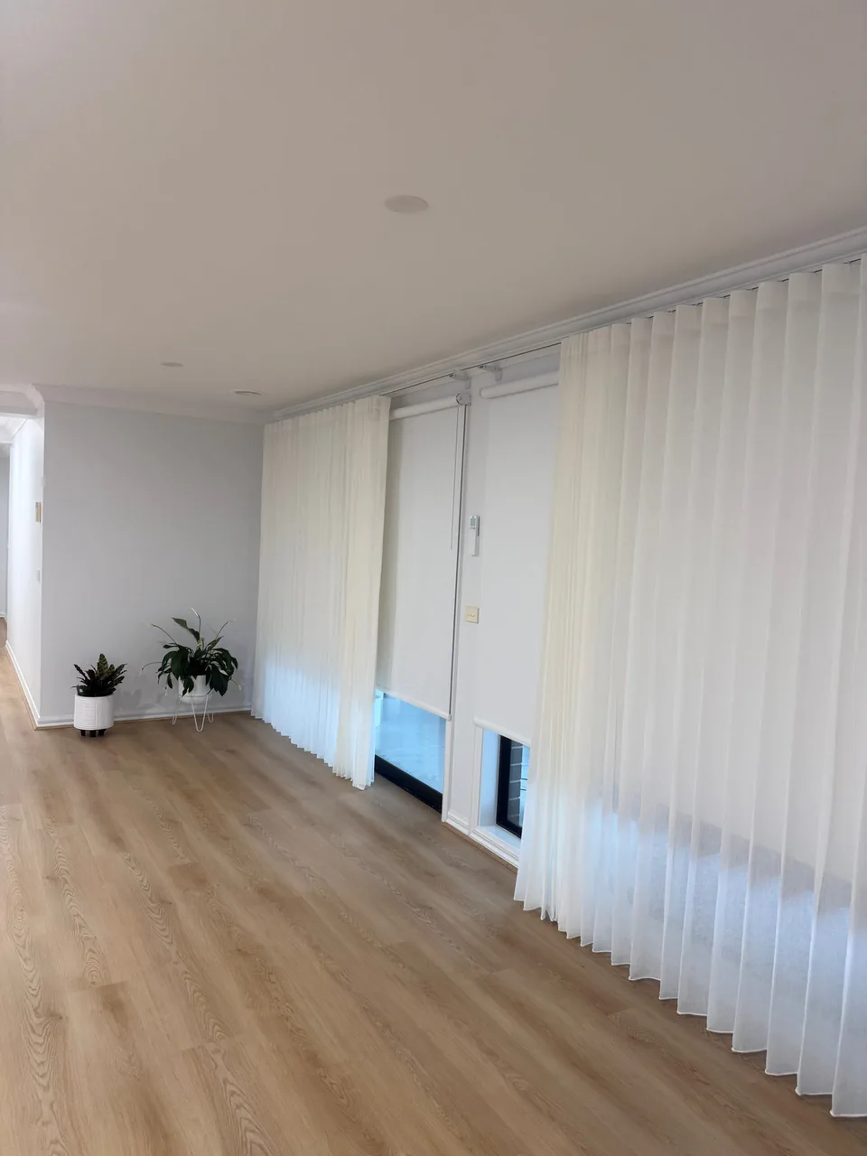 Freshly painted Epping interior with curtains and timber flooring