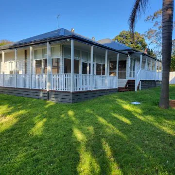 Freshly painted weatherboard home exterior